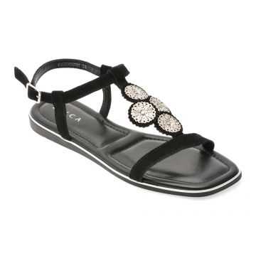 Sandale EPICA negre, 82967, din piele intoarsa