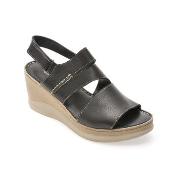 Sandale EVIDA negre, EV4029, din piele naturala