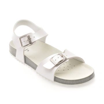 Sandale GEOX albe, J558MI, din piele ecologica