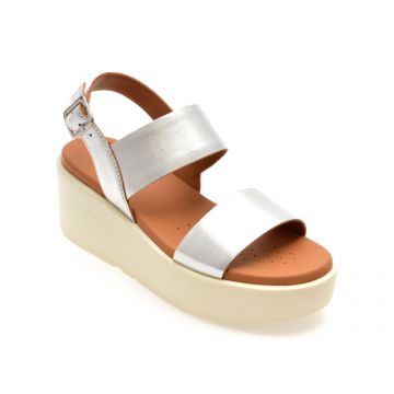 Sandale GEOX argintii, D45M1A, din piele naturala