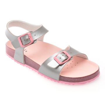 Sandale GEOX argintii, J558MI, din piele ecologica