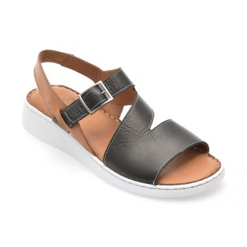 Sandale GOTSI negre, EV4017, din piele naturala