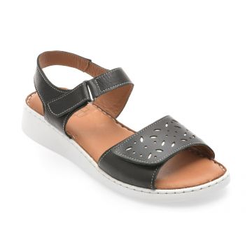 Sandale GOTSI negre, EV4022, din piele naturala