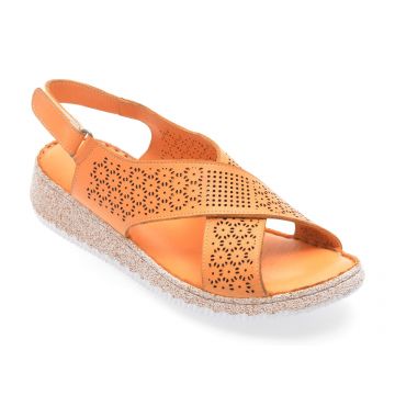 Sandale GOTSI portocalii, EV4003, din piele naturala