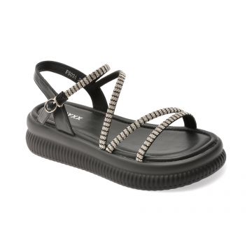 Sandale GRYXX negre, F503, din piele ecologica