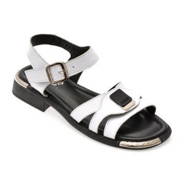 Sandale IMAGE albe, 562403, din piele naturala