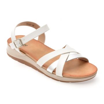 Sandale IMAGE albe, 70423, din piele naturala