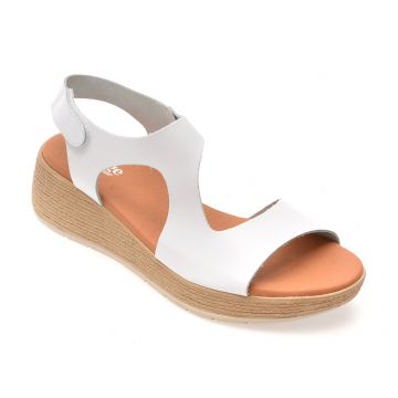 Sandale IMAGE albe, DUSAMBE, din piele naturala