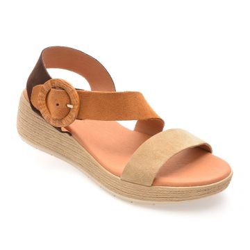 Sandale IMAGE maro, ROSEA, din piele intoarsa