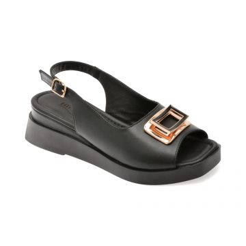Sandale IMAGE negre, 617K272, din piele naturala
