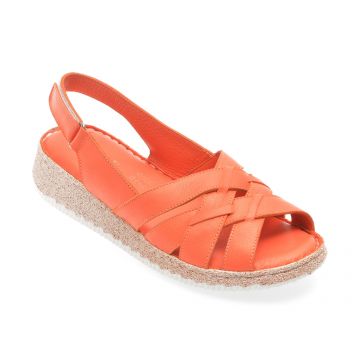Sandale KELIK portocalii, EV4001, din piele naturala