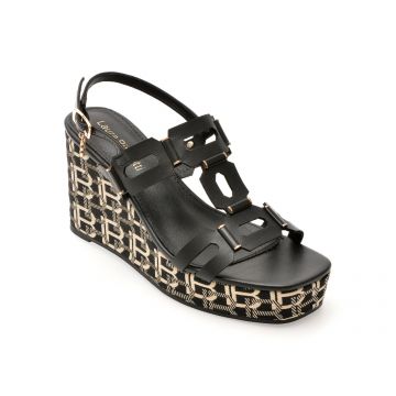 Sandale LAURA BIAGIOTTI negre, 9104, din piele ecologica