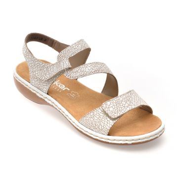 Sandale RIEKER albe, 659C7, din piele naturala
