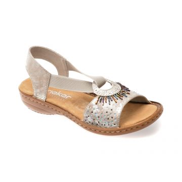 Sandale RIEKER argintii, 60880, din piele ecologica