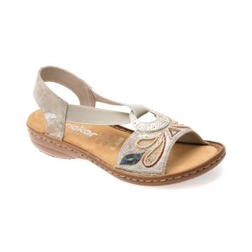 Sandale RIEKER argintii, 608B4, din piele ecologica