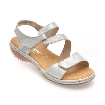 Sandale RIEKER argintii, 659C7, din piele naturala