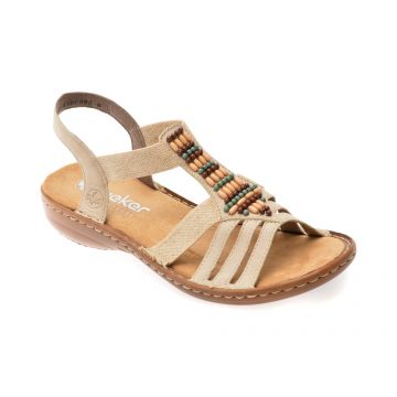 Sandale RIEKER bej, 60851, din piele ecologica