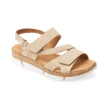 Sandale RIEKER bej, V2366, din piele ecologica