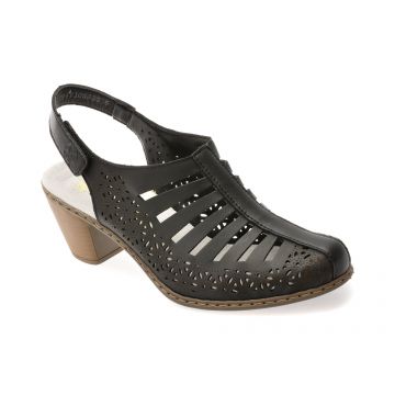 Sandale RIEKER negre, 40959, din piele naturala