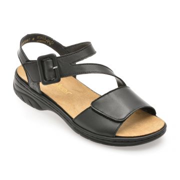 Sandale RIEKER negre, 64561, din piele naturala