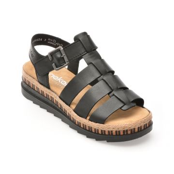 Sandale RIEKER negre, V7904, din piele naturala
