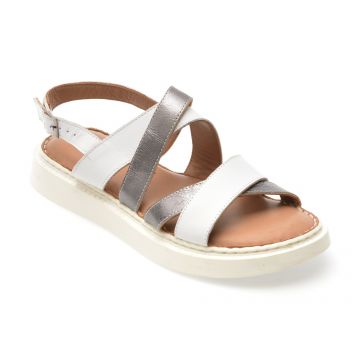 Sandale SHOOZY albe, EV4038, din piele naturala