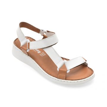 Sandale SHOOZY albe, EV4041, din piele naturala