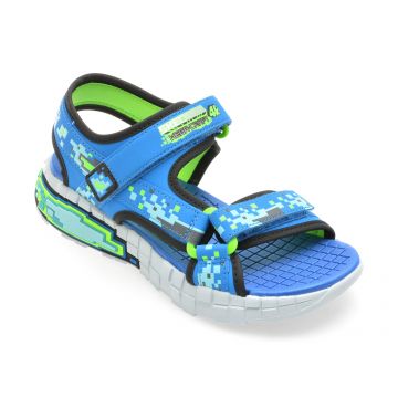 Sandale SKECHERS albastre, MEGA-SPLASH 4K, din piele ecologica
