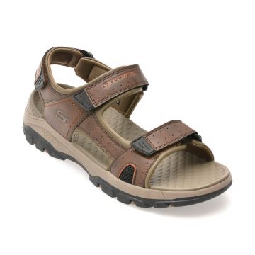 Sandale SKECHERS maro, TRESMEN, din piele ecologica