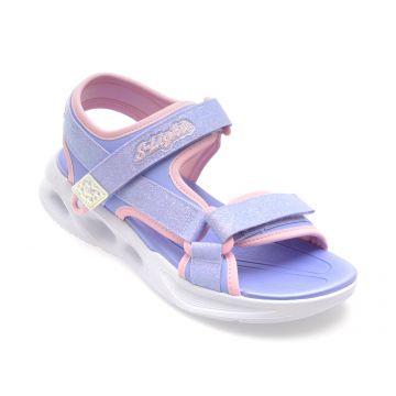 Sandale SKECHERS mov, SOLA GLOW, din piele ecologica