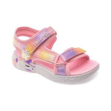 Sandale SKECHERS roz, UNICORN DREAMS, din material textil