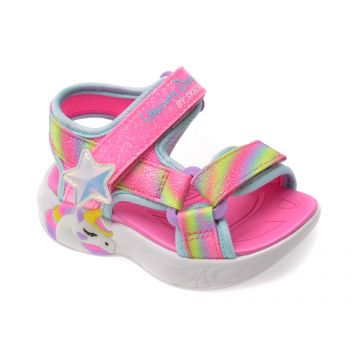 Sandale SKECHERS roz, UNICORN DREAMS, din material textil