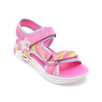 Sandale SKECHERS roz, UNICORN DREAMS, din material textil