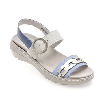 Sandale SUAVE albastre, KRABI, din piele naturala