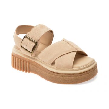 Sandale CLARKS bej, EVAMAR WISH, din piele intoarsa