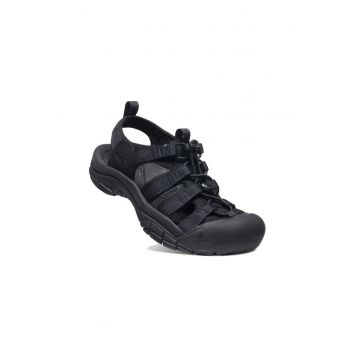 Sandale dama  fata deschisa - negru - material sintetic - sistem de sireturi