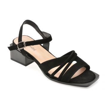Sandale FLAVIA PASSINI negre, V1578, din piele intoarsa
