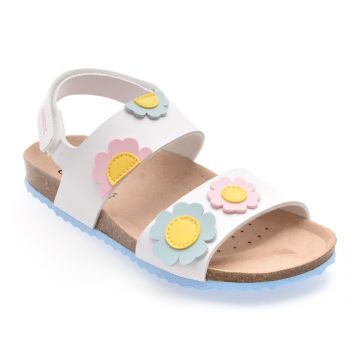 Sandale GEOX albe, J558MD, din piele ecologica