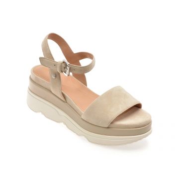 Sandale GEOX gri, D02HBC, din piele intoarsa