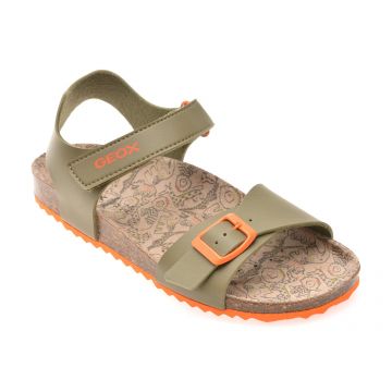 Sandale GEOX kaki, J028LB, din piele ecologica