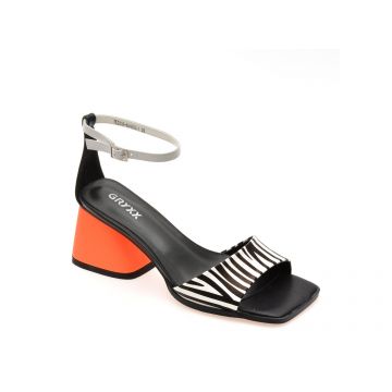 Sandale GRYXX alb-negru, 2909, din piele naturala