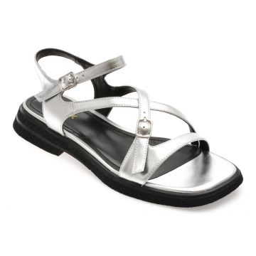 Sandale GRYXX argintii, A129, din piele naturala