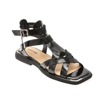 Sandale GRYXX negre, 2898, din piele naturala lacuita