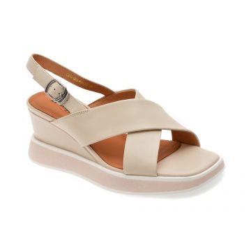 Sandale IMAGE albe, H65, din piele naturala