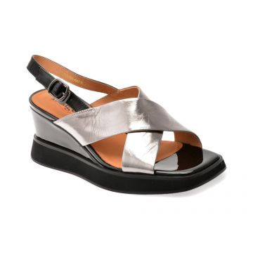 Sandale IMAGE argintii, H65, din piele naturala