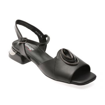 Sandale IMAGE negre, 201508, din piele naturala