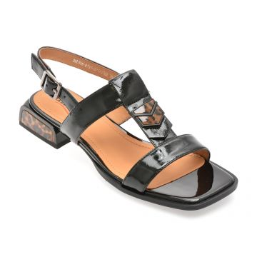 Sandale IMAGE negre, 22L928, din piele naturala lacuita