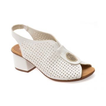 Sandale RIEKER albe, 64656, din piele ecologica