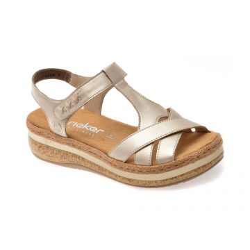 Sandale RIEKER aurii, V0919, din piele naturala