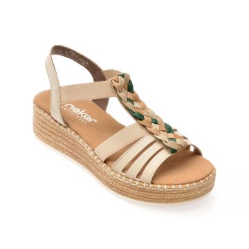Sandale RIEKER bej, V4550, din piele ecologica